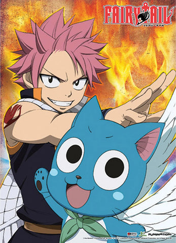 Fairy Tail - Natsu Dragneel And Happy Fighting Wall Scroll