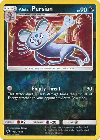 Alolan Persian 119/214 RARE REVERSE FOIL