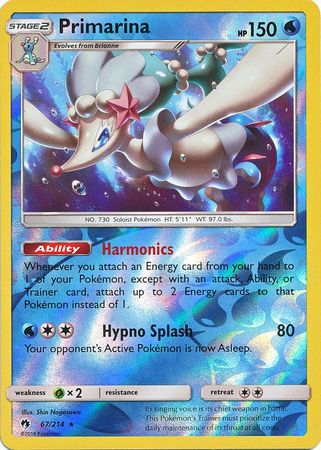 Primarina 67/214 RARE REVERSE FOIL
