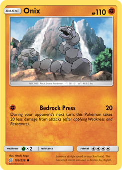 Onix 103/236 pokemon cards 