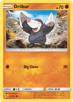 Drilbur 118/236 pokemon cards 