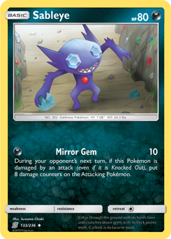 Sableye 133/236 pokemon cards 