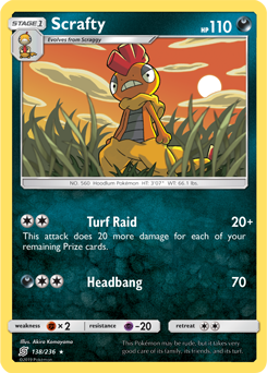 Scrafty 138/236 pokemon cards. 