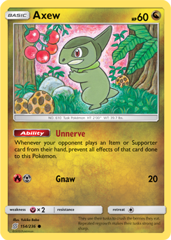 Axew 154/236 Pokemon cards 