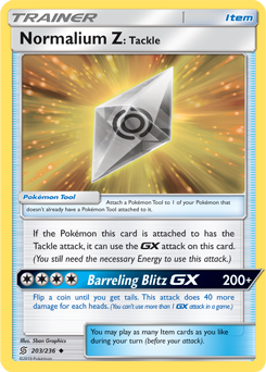 Normalium Z: Tackle 203/236 pokemon cards 