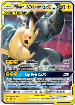 Pikachu & Zekrom 33/181 FULL ART FOIL RARE