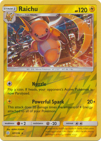 Raichu 67/236 REVERSE HOLO RARE